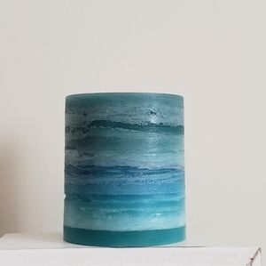 Aqua Teal Turquoise Candle l Ocean Beach Pillar Candle
